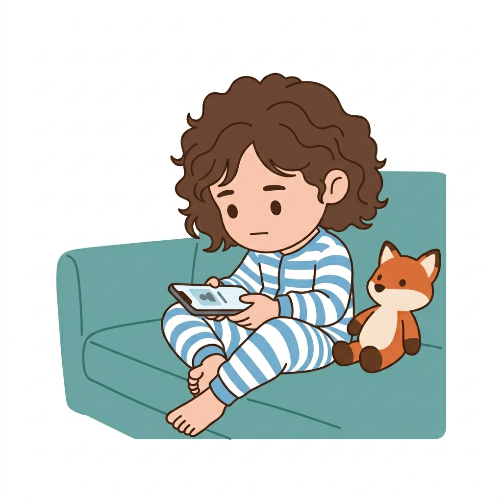 Kid scrolling on mobile